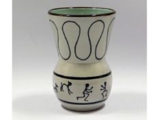A Devon pottery vase, indistinct marks, numbered 6