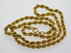 A 9ct gold rope chain, 18in long, 6.3g