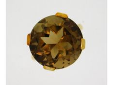 A 9ct gold smokey quartz ring, small chips to edge