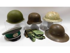 Five military helmets: East German Army Military p