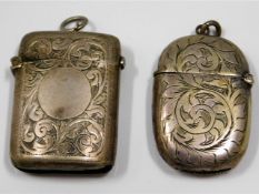 Two Victorian plated vesta cases