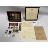 A WW2 medal set awarded to Sergeant C. J. Newton 6018485, 2nd Bn. The Essex Regiment, Oak Leaf & let