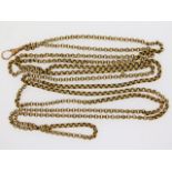A Victorian 9ct gold long guard muff chain, 53in l