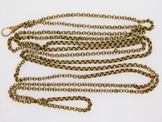 A Victorian 9ct gold long guard muff chain, 53in l