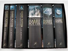 A boxed set of six Harry Potter books