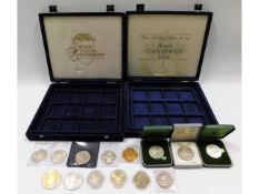 Two collectors coin presentation boxes, two £5 cro