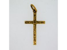 A 9ct gold cross, 21mm high, 1g