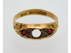 An antique 9ct gold ring set with ruby & diamond,