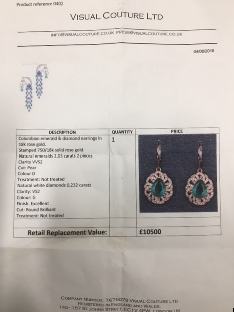 A certificated pair of 18ct rose gold earrings set - Image 2 of 2