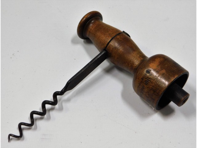Treen: A 19thC. walnut corkscrew, 5.25in high