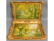 A pair of antique gilt framed prints, frame sizes