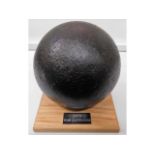 An 1850's HMS Cambridge 32lb cannonball with mount, fully & extensively treated by local expert & mi