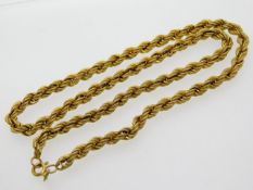 A 9ct gold rope chain, 18in long, 7.9g