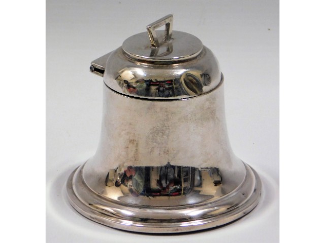 A 1911 bell shaped Birmingham silver inkwell by A