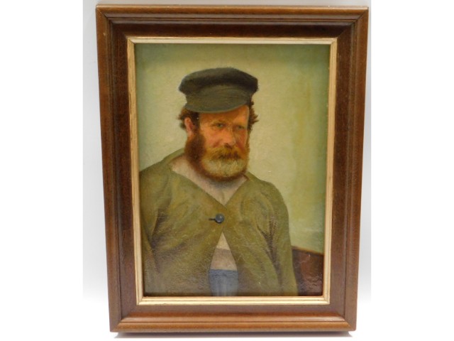 An oil on panel portrait of Looe man by Looe artis