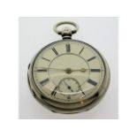 A gents silver cased pocket watch with key, case 5