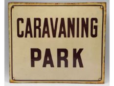 A vintage caravaning park enamel sign, 11.75in wid