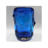 A large Whitefriars knobbly glass vase in blue, 8.