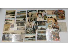 A quantity of vintage postcards relating to Japan