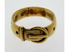 A 9ct gold buckle ring, size R/S, 4.88g, resized