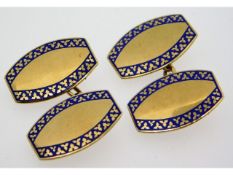 A pair of art deco 1928 9ct gold cufflinks with en