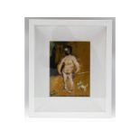 A framed & mounted Fred Yates oil of "nude self wa