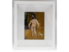 A framed & mounted Fred Yates oil of "nude self wa