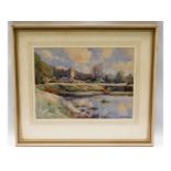 A framed watercolour of estuary scene by Jack Merr