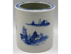 An 18thC. Chinese porcelain brush pot, bat decorat