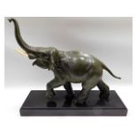 A substantial art deco period bronze elephant with