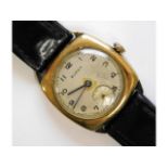 A gents 9ct gold cased Buren wristwatch, case 28mm