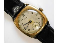 A gents 9ct gold cased Buren wristwatch, case 28mm