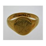 A Victorian Chester 9ct gold signet ring, size T/U, 4.65g