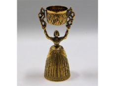 A London silver gilt wager (wedding cup), 5.25in t