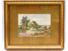 A gilt framed watercolour of landscape by S. Sincl