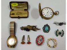 A gold plated Elgin full hunter pocket watch a/f,