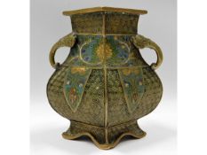 A 19thC. bronze Chinese vase with cloisonne decor,