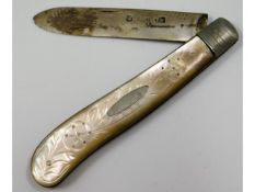 A 1906 Edwardian Sheffield silver bladed mother of