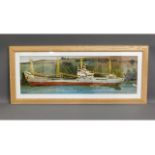A framed Fred Yates oil of coaster on river, image