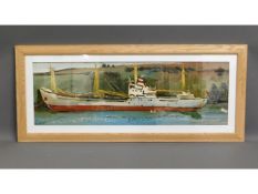 A framed Fred Yates oil of coaster on river, image