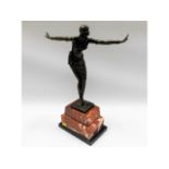 After D. H. Chiparus, a bronze art deco dancer on