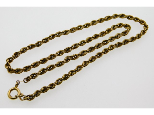 A 9ct gold rope chain, 16in long, 5.3g