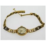 A 9ct gold case & strap ladies Rotary 21 jewels mo