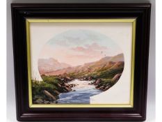 A framed oil on canvas depicting Dartmoor river sc