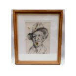 A framed double sided Robert Lenkiewicz sketch of