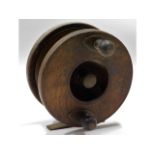 A wooden & brass S. Allcock & Co. fishing reel, 11