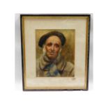 A framed portrait watercolour of man, possibly by