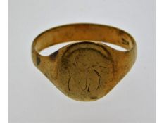 A 9ct gold signet ring, size P, 2.46g