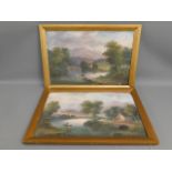 A pair of Victorian landscape oil paintings by W.