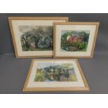 Three framed impressionist watercolours by Sam Dod